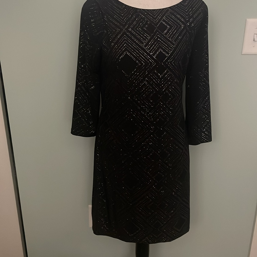 NWT Jessica Howard Women's Glitter Knit Dress Black Size 12 Petite